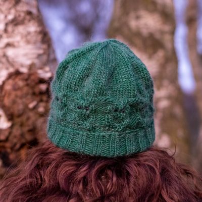 Emerald Owl knitted hat and wrist warmers